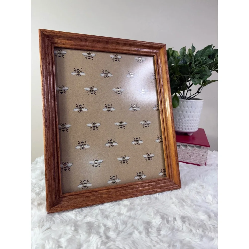 Vintage Solid Oak Wood Picture Frame 8x10 Tabletop Easel Back Brown Matte Glass